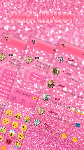 Pink Glitter Keyboard Theme - Image screenshot of android app