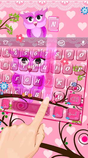 Pink Owl Emoji Keyboard Theme - Image screenshot of android app