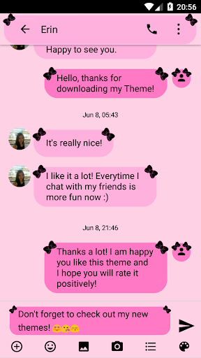 SMS Messages Ribbon Pink Black - Image screenshot of android app