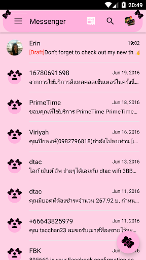 SMS Messages Ribbon Pink Black - Image screenshot of android app