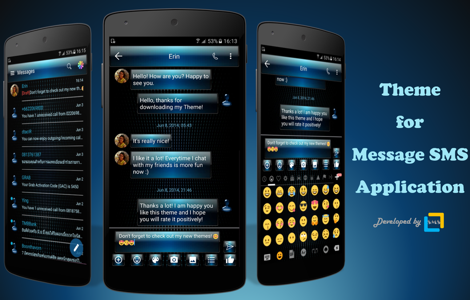 SMS Messages Dusk Blue Theme - Image screenshot of android app
