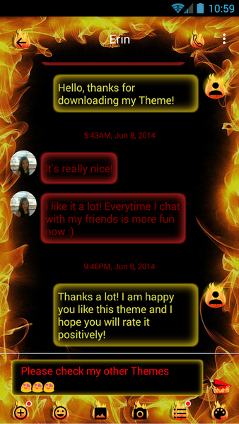SMS Messages Flame Fire Theme - Image screenshot of android app