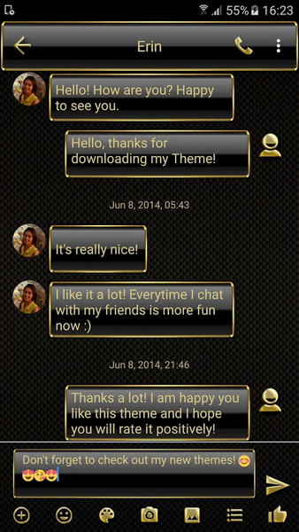 SMS Messages Frame Gold Theme - عکس برنامه موبایلی اندروید