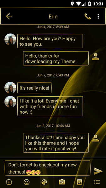 SMS Messages Gate Gold Theme - Image screenshot of android app