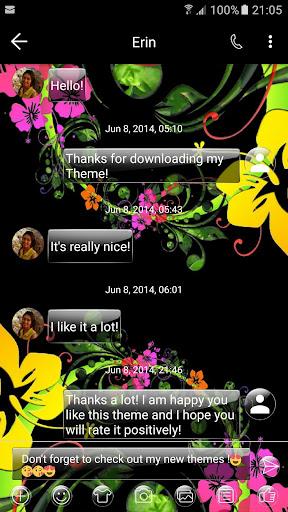 SMS Messages Glass BlackFlower - Image screenshot of android app