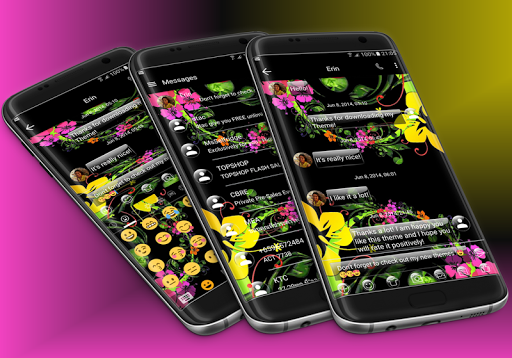 SMS Messages Glass BlackFlower - عکس برنامه موبایلی اندروید
