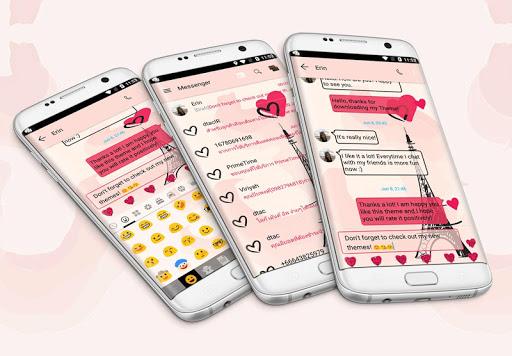 SMS Messages Paris Pink Theme - عکس برنامه موبایلی اندروید