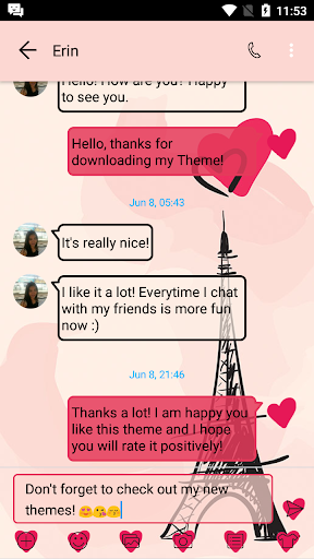 SMS Messages Paris Pink Theme - Image screenshot of android app