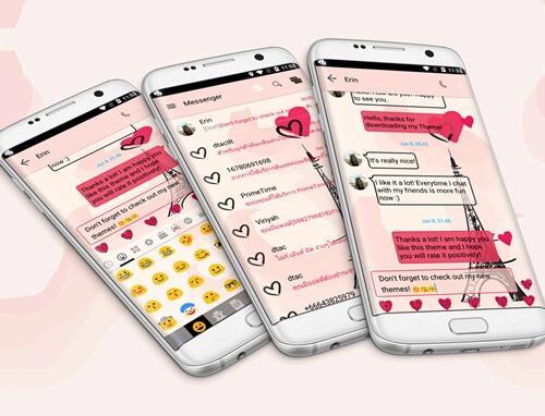 SMS Messages Paris Pink Theme - Image screenshot of android app