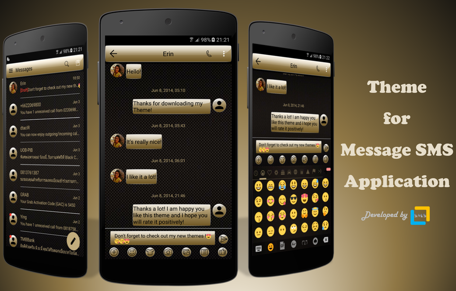 SMS Messages Gloss GoldBlack - Image screenshot of android app