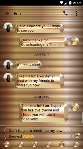 SMS Messages Gold Copper Theme - Image screenshot of android app