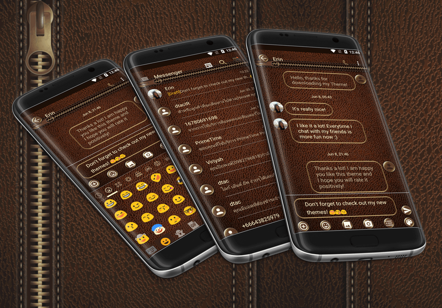 SMS Messages Leather Brown - Image screenshot of android app