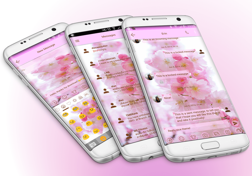 SMS Messages Love Cherry Theme - Image screenshot of android app