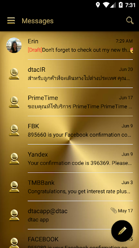 SMS Messages Metal Solid Gold - Image screenshot of android app