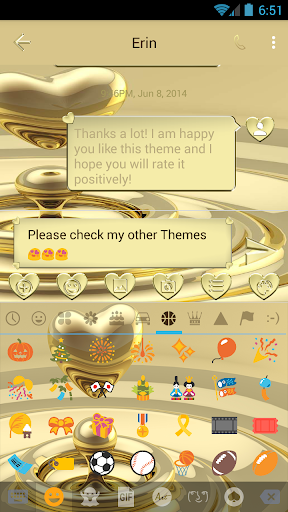 SMS Messages Heart Gold Theme - عکس برنامه موبایلی اندروید