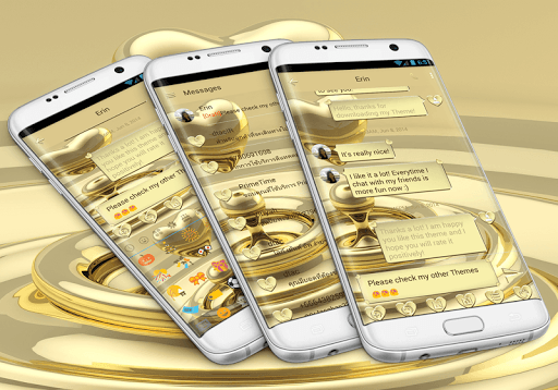 SMS Messages Heart Gold Theme - Image screenshot of android app