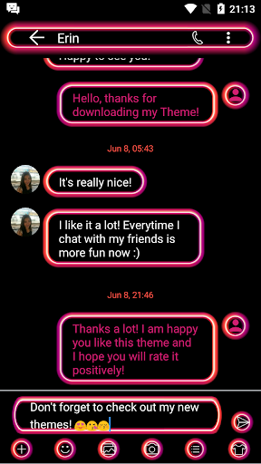 SMS Messages Retro Pink Theme - Image screenshot of android app