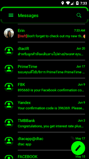 SMS Messages Neon Led Green - Image screenshot of android app