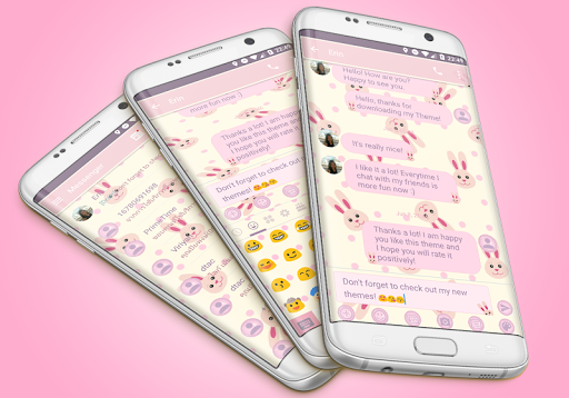 SMS Messages Rabbit Pink Theme - Image screenshot of android app