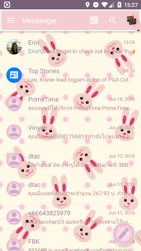SMS Messages Rabbit Pink Theme - Image screenshot of android app