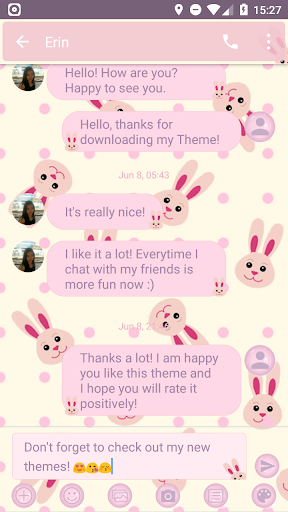 SMS Messages Rabbit Pink Theme - Image screenshot of android app
