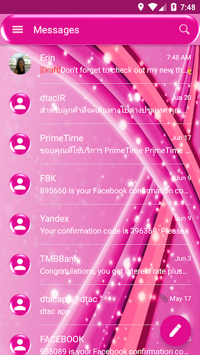SMS Messages Sparkling Pink - Image screenshot of android app