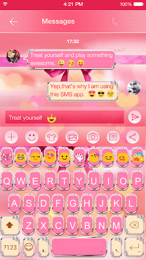 Pink Bowknot Keyboard Theme - Image screenshot of android app
