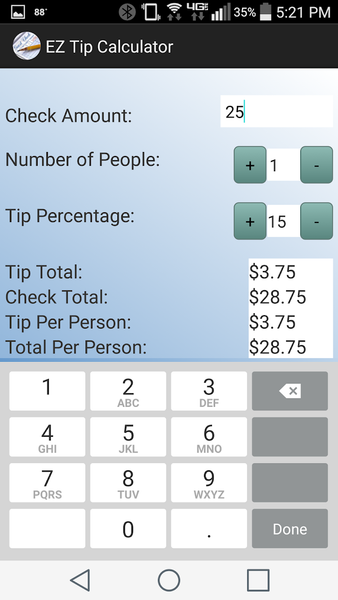 EZ Tip Calculator - Image screenshot of android app