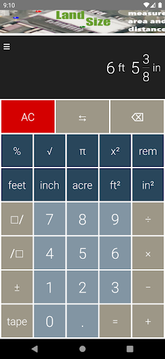 Feet&Inches Calculator - عکس برنامه موبایلی اندروید