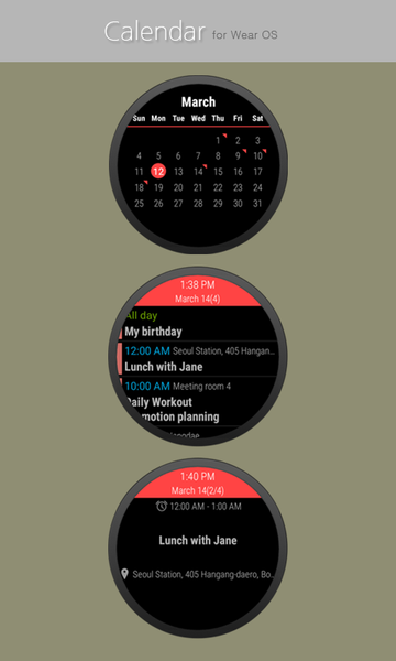 Calendar for Wear OS - Image screenshot of android app