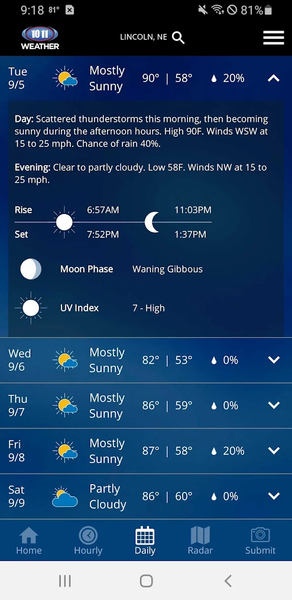 ۱۰/۱۱ NOW Weather - عکس برنامه موبایلی اندروید