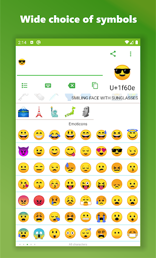 Character table - Image screenshot of android app
