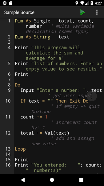 BASIC Programming Compiler - Image screenshot of android app