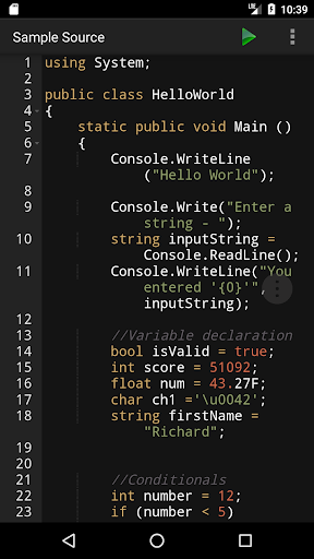 C# Programming Compiler - Image screenshot of android app