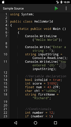 C# Programming Compiler - عکس برنامه موبایلی اندروید