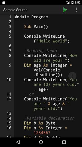 VB.NET Programming Compiler - Image screenshot of android app