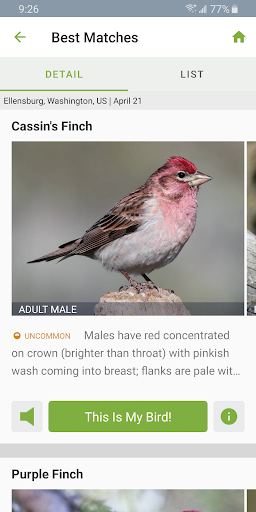 Merlin Bird ID by Cornell Lab - Image screenshot of android app