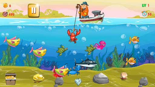 Gold miner, Fishing, gold rush - Gameplay image of android game