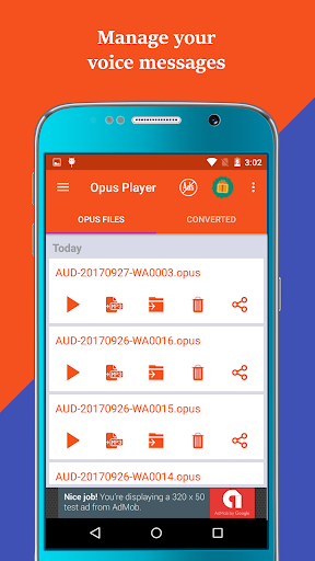 Opus Player: Manage your audio & voice messages - عکس برنامه موبایلی اندروید