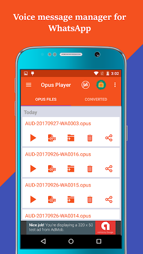 Opus Player: Manage your audio & voice messages - عکس برنامه موبایلی اندروید