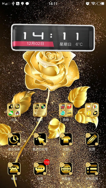 3D Ripple Golden Rose Launcher Wallpaper Theme - Image screenshot of android app