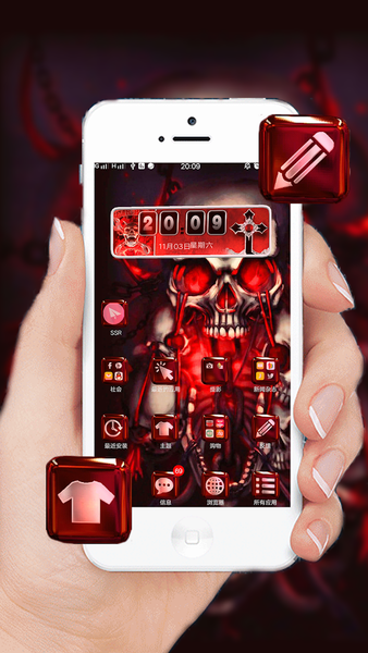 3D Red Gothic Blood Skull Launcher Theme - عکس برنامه موبایلی اندروید