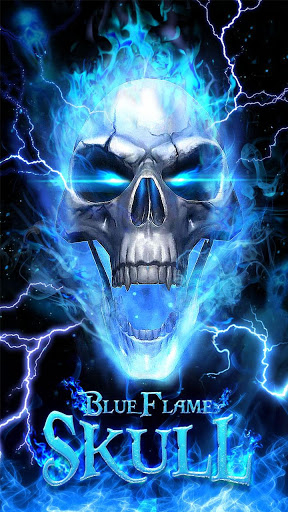 blue fire skull background