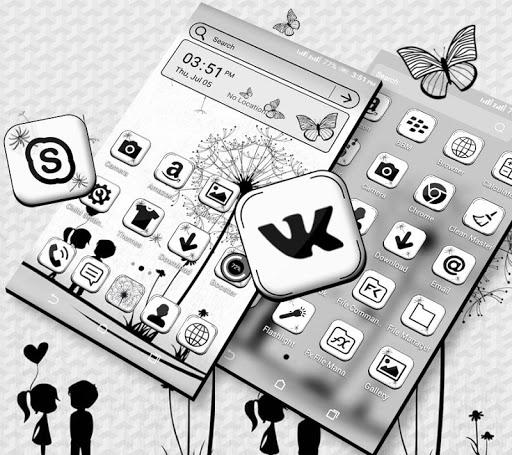 Black And White Launcher Theme - عکس برنامه موبایلی اندروید