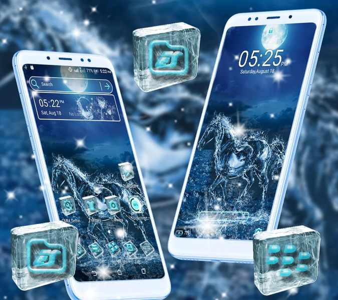 Blue Ice Horse Launcher Theme - Image screenshot of android app