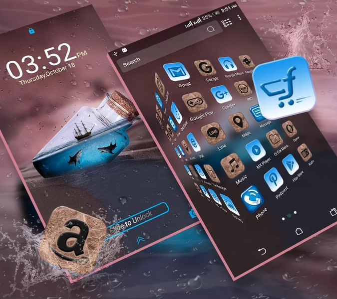 Sea Bottle Launcher Theme - Image screenshot of android app