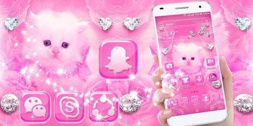 Cute Pink Cat Launcher Theme - Image screenshot of android app
