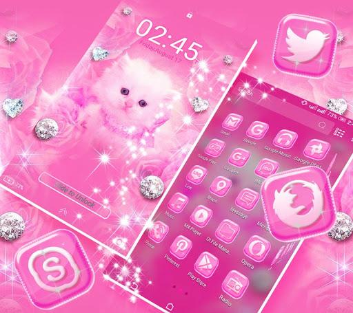 Cute Pink Cat Launcher Theme - Image screenshot of android app