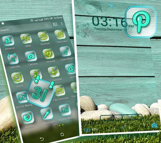 Cyan Wooden Launcher Theme - Image screenshot of android app