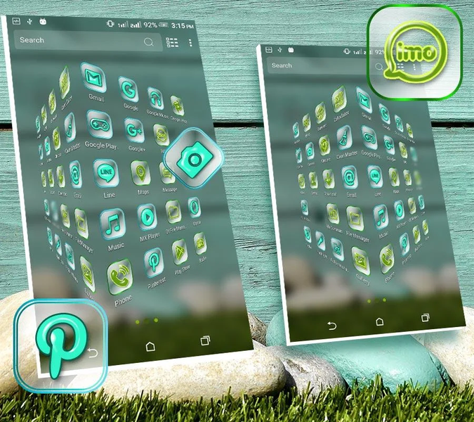 Cyan Wooden Launcher Theme - Image screenshot of android app